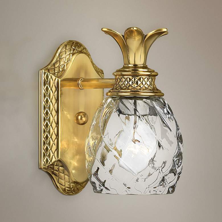 Image 1 Hinkley Anana Plantation 8 3/4" Pineapple Glass and Brass Wall Sconce