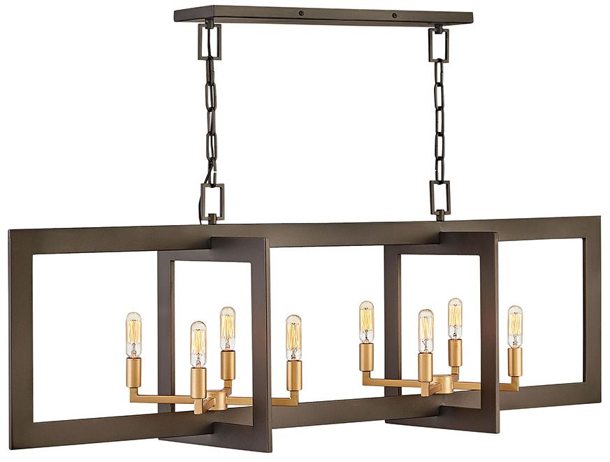 Image Hinkley Anders 48" Matte Bronze Open Rectangle Linear Chandelier