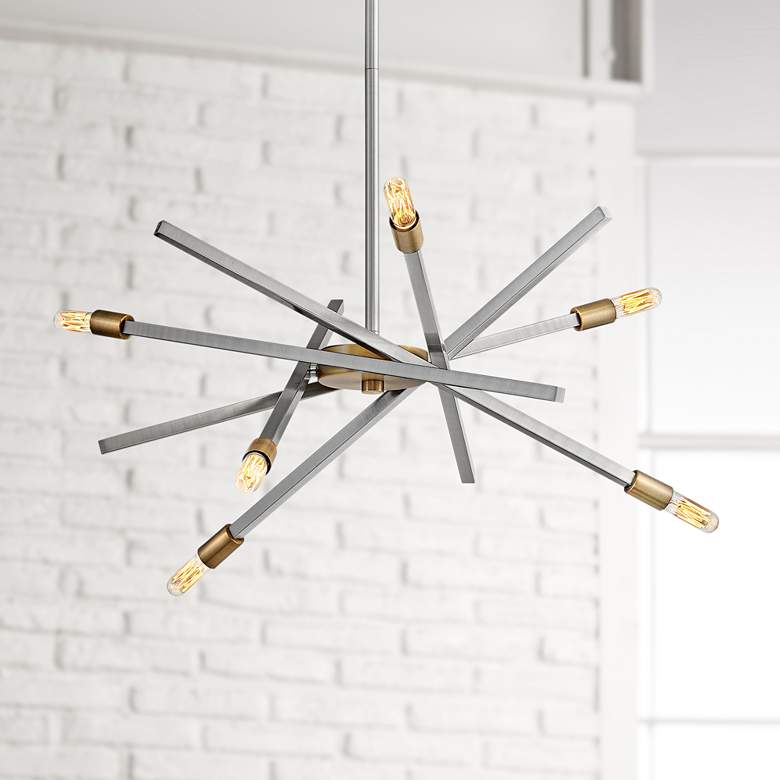 Image 1 Hinkley Archer 26" Wide Brushed Nickel 6-Light Modern Pendant