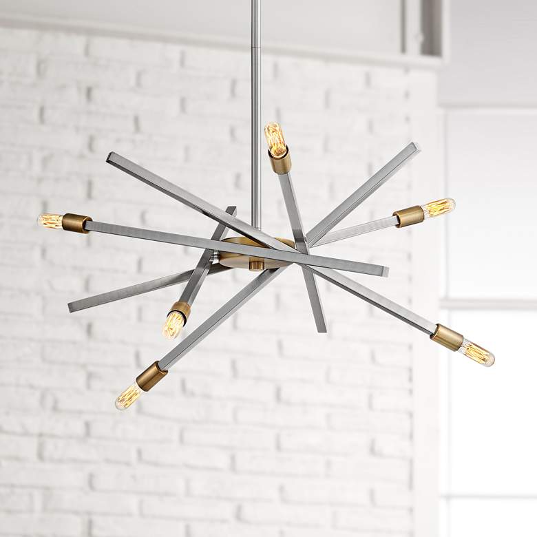 Image 1 Hinkley Archer 26 inch Wide Brushed Nickel 6-Light Modern Pendant