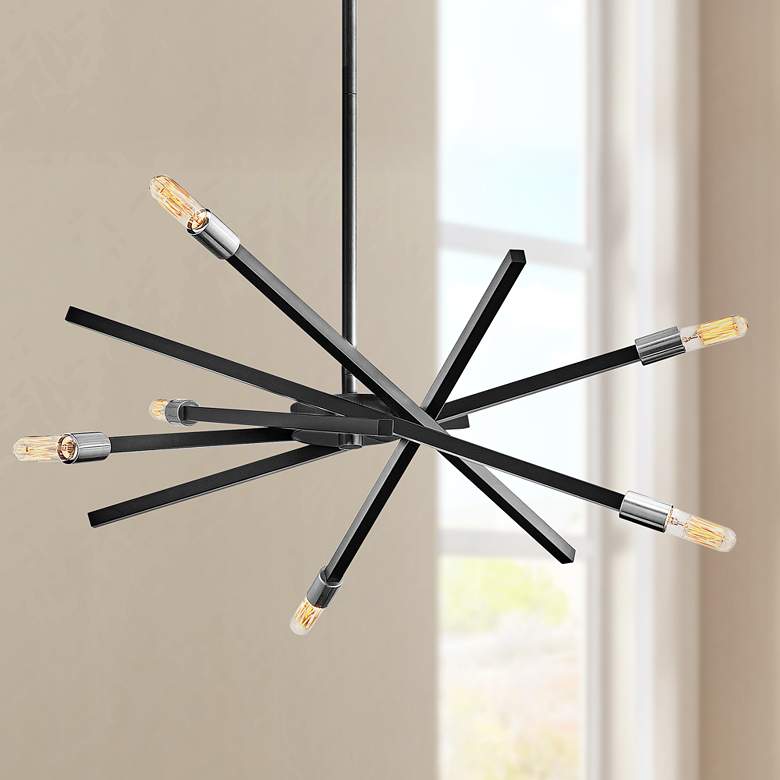 Image 1 Hinkley Archer 26" Wide Satin Black Modern 6-Light Pendant Light