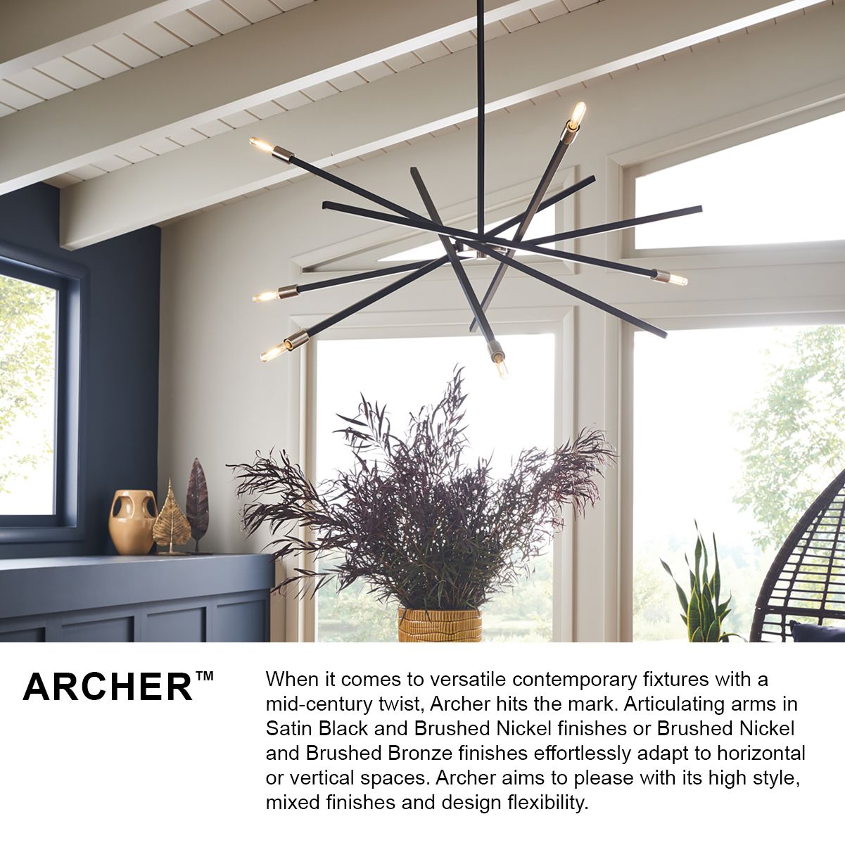Hinkley Archer 26" Wide Satin Black Modern 6-Light Pendant Light
