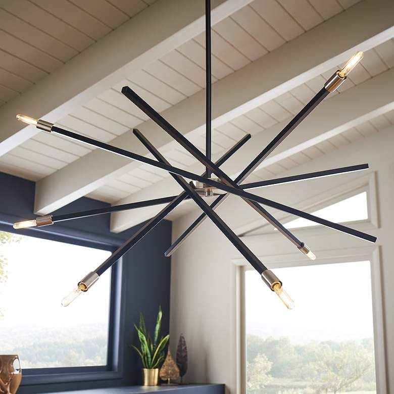 Image 1 Hinkley Archer 42 1/2" Satin Black 6-Light Modern Sputnik Chandelier