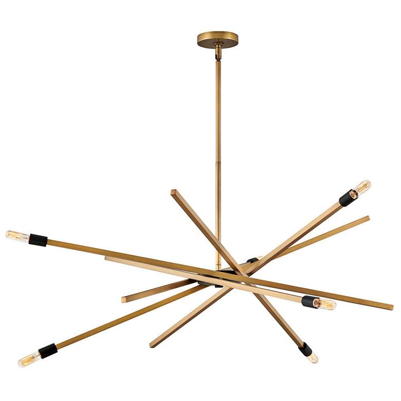 Image 1 Hinkley Archer 42 1/2" Wide Herirage Brass 6-Light Pendant