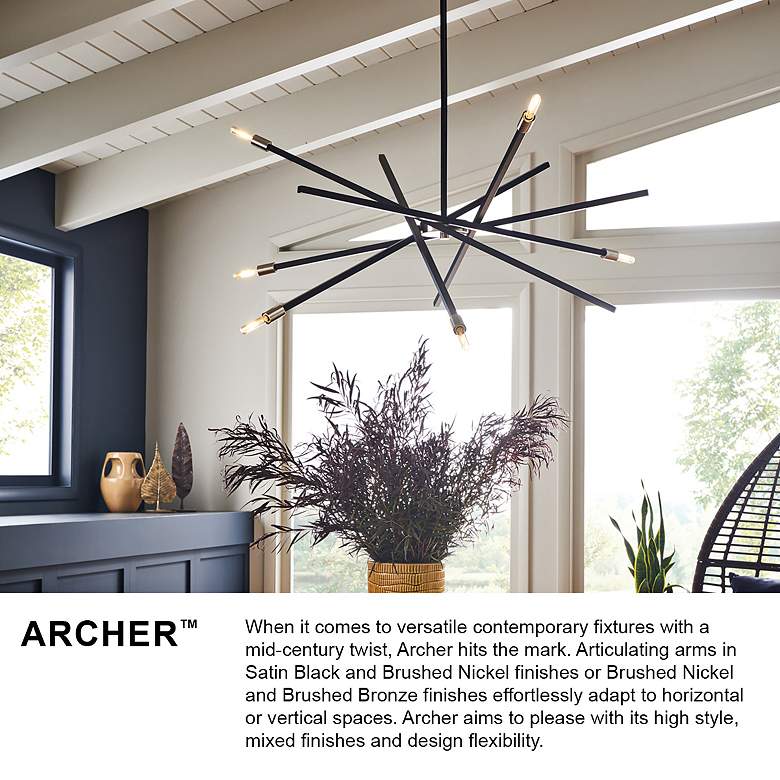 Image 5 Hinkley Archer 42 1/2" Wide Herirage Brass 6-Light Pendant more views