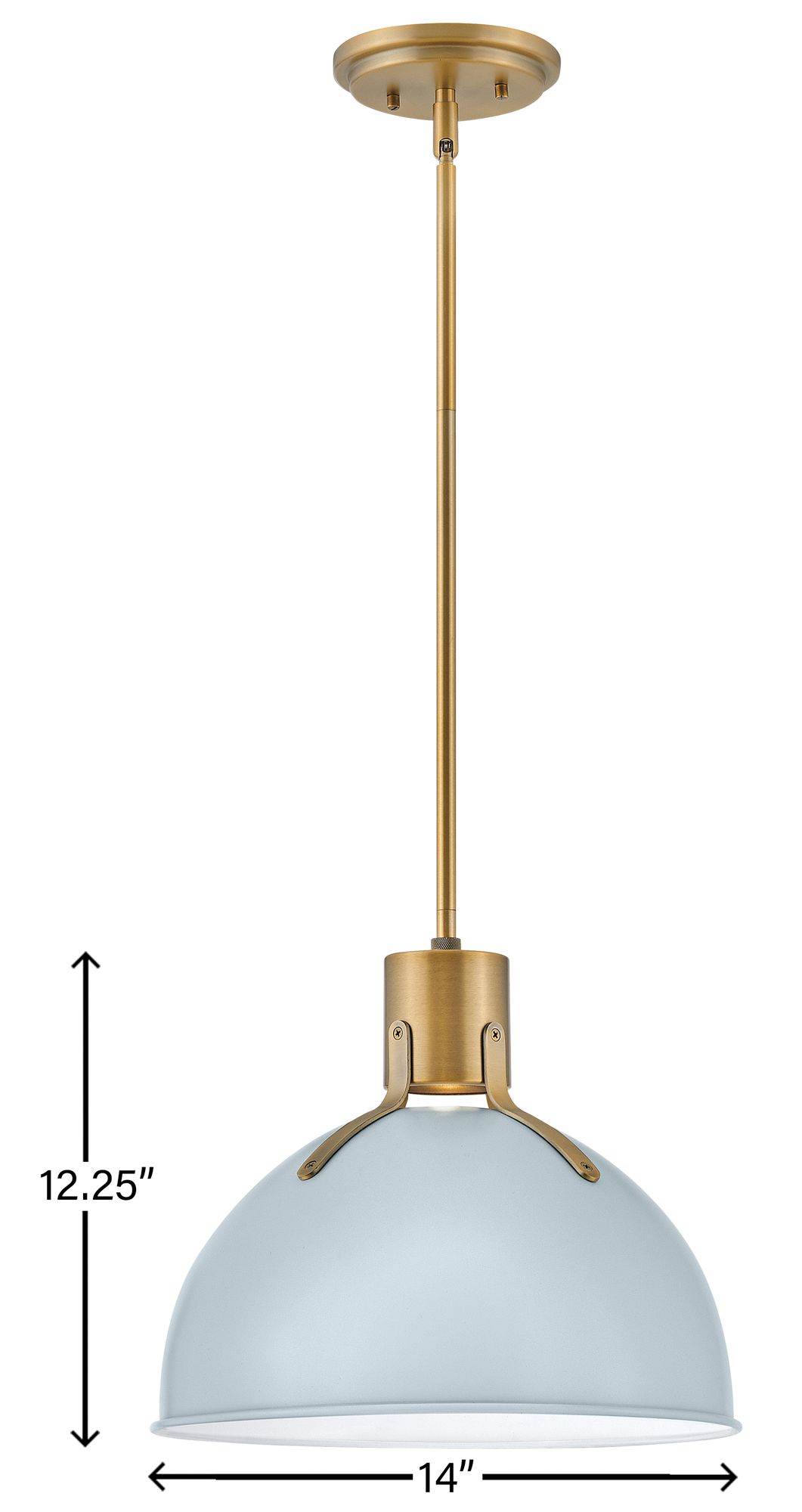 Hinkley Argo 14" Wide Brass and Blue Modern Pendant Light