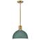 Hinkley Argo 14" Wide Brass and Green Dome Pendant Light