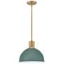 Hinkley Argo 14" Wide Brass and Green Dome Pendant Light