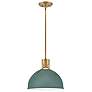 1_Hinkley Argo 14" Wide Brass and Green Dome Pendant Light