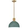 Thumbnail2 of Hinkley Argo 14" Wide Brass and Green Dome Pendant Light more views