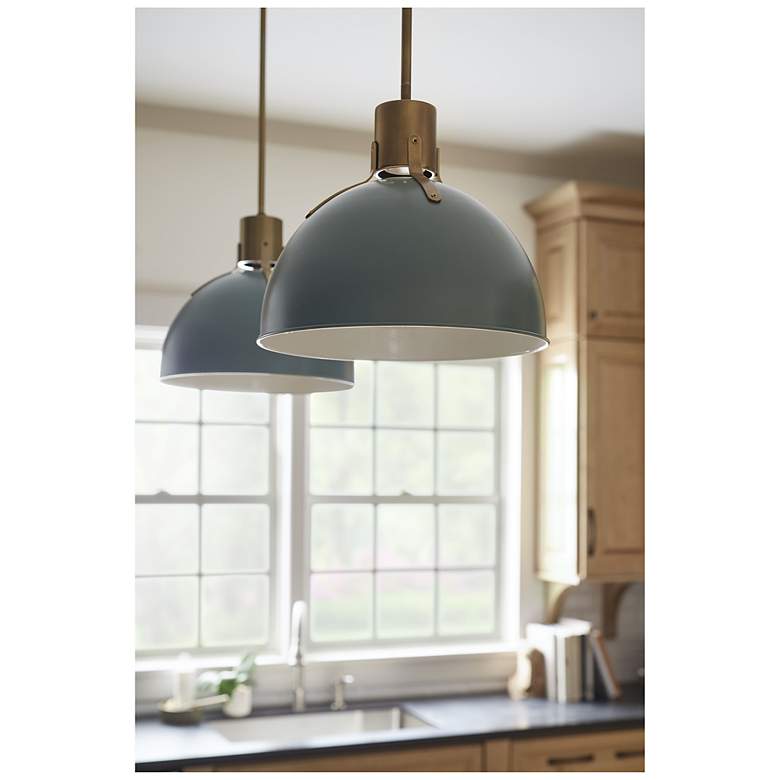 Image 4 Hinkley Argo 14" Wide Brass and Green Dome Pendant Light more views