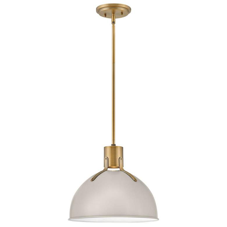 Image 1 Hinkley Argo 14" Wide Brass Pendant Light with Gray Shade