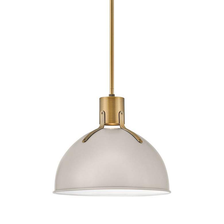 Image 2 Hinkley Argo 14" Wide Brass Pendant Light with Gray Shade more views