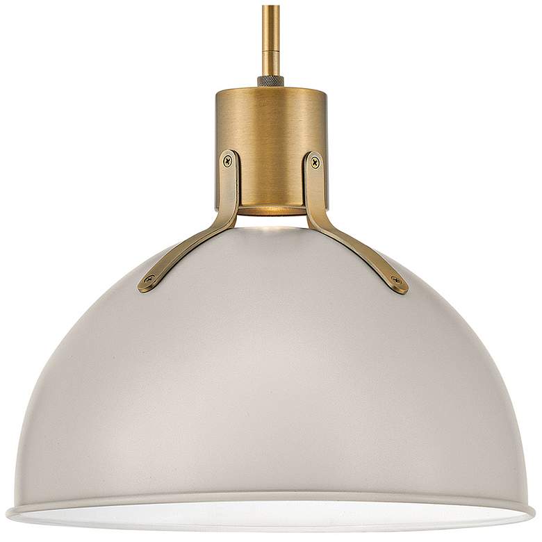 Image 3 Hinkley Argo 14" Wide Brass Pendant Light with Gray Shade more views