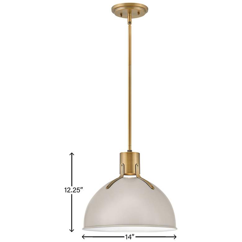 Image 7 Hinkley Argo 14" Wide Brass Pendant Light with Gray Shade more views