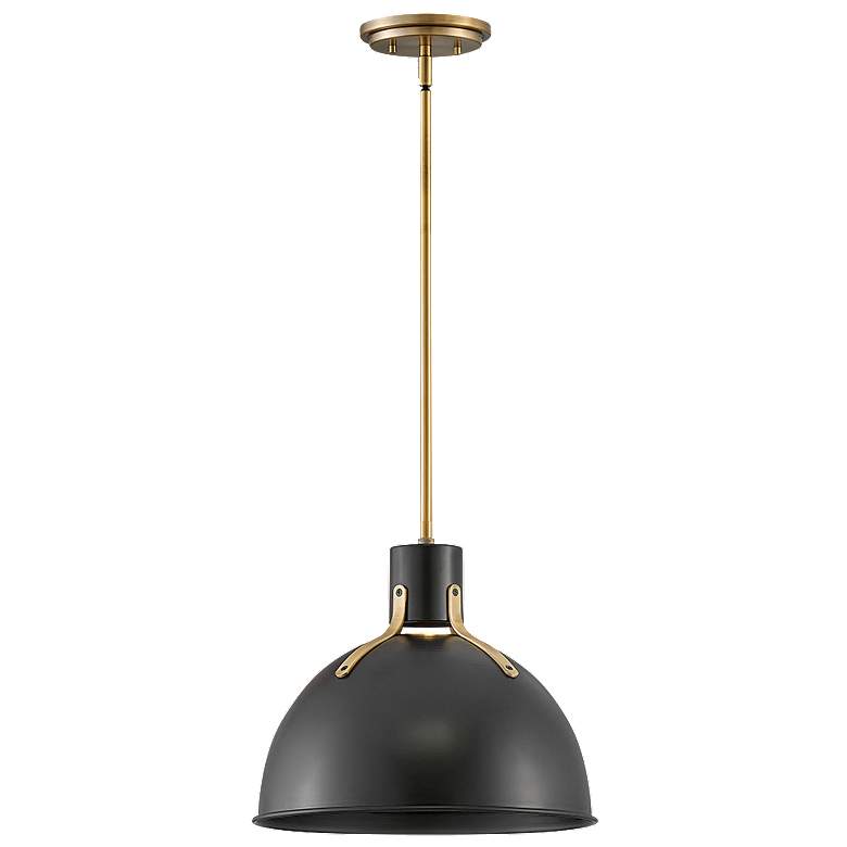 Image 1 Hinkley Argo 14" Wide Gold and Satin Black Dome Pendant Light