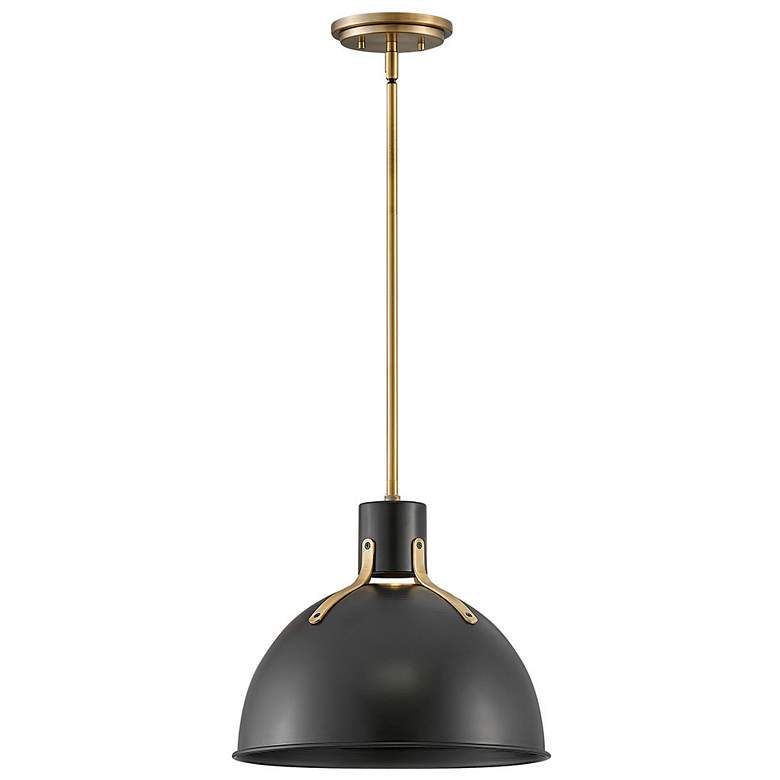 Image 1 Hinkley Argo 14 inch Wide Gold and Satin Black Dome Pendant Light