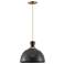 Hinkley Argo 14" Wide Gold and Satin Black Dome Pendant Light