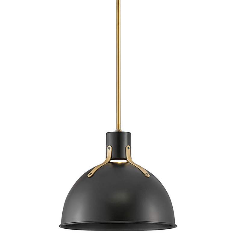 Image 2 Hinkley Argo 14" Wide Gold and Satin Black Dome Pendant Light more views