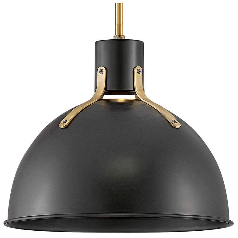 Image 4 Hinkley Argo 14" Wide Gold and Satin Black Dome Pendant Light more views