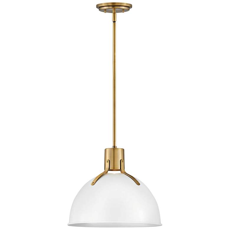 Image 2 Hinkley Argo 14" Wide Polished White and Brass LED Pendant Light
