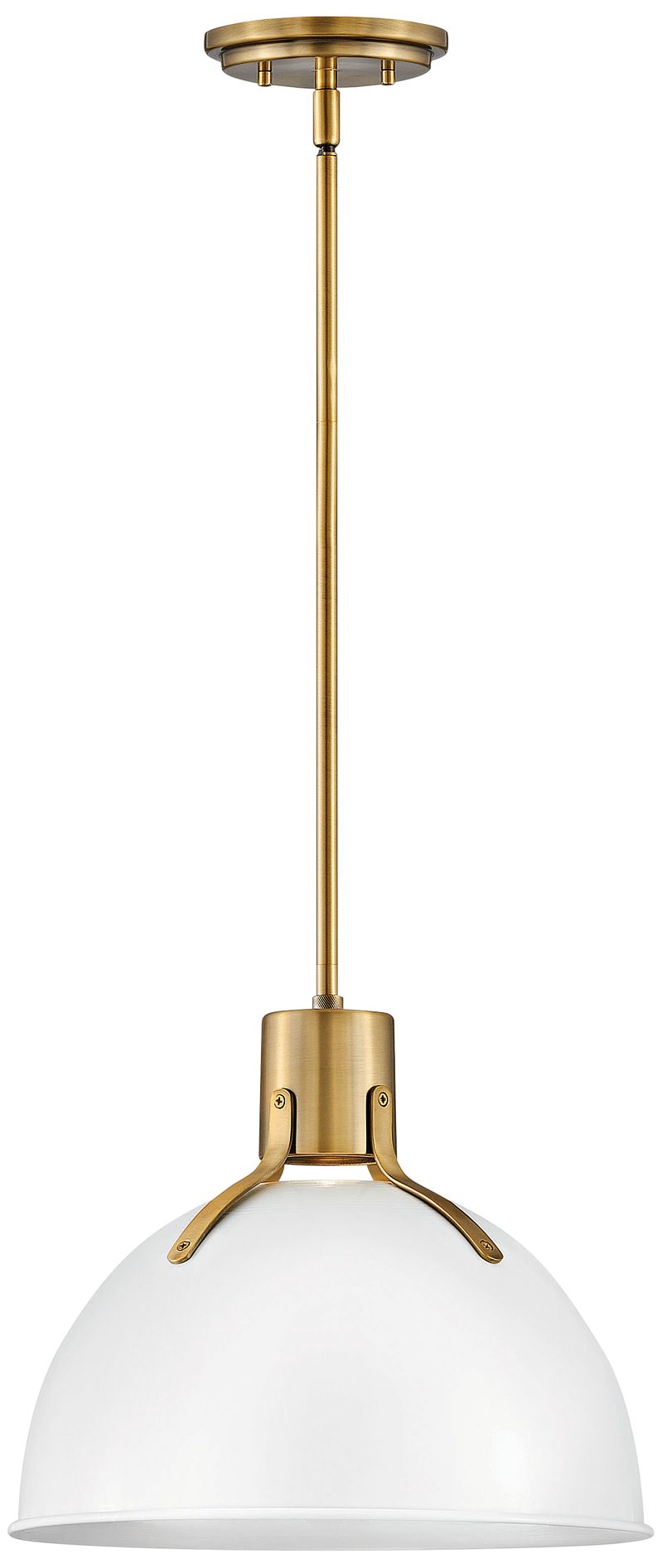 white and brass ceiling light