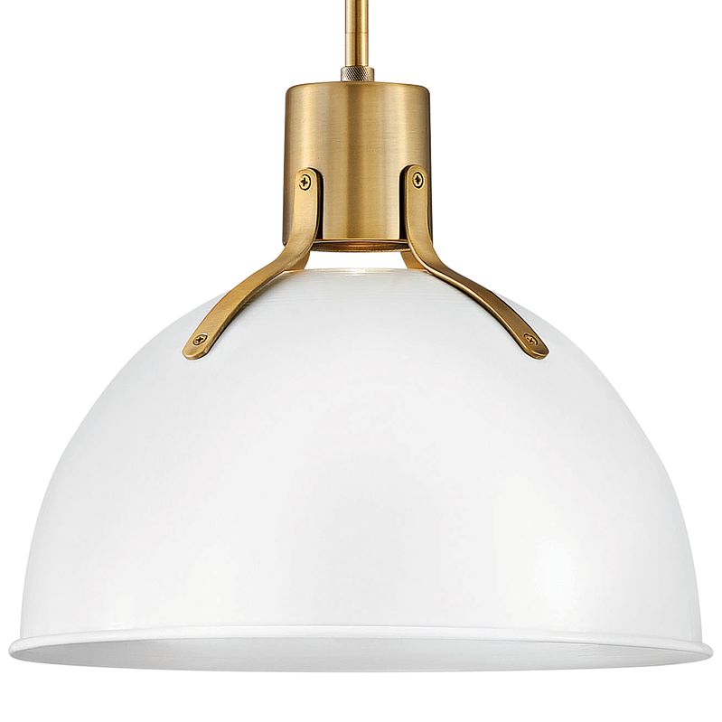 white and brass pendant light