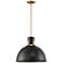 Hinkley Argo 20" Wide Satin Black and Brass LED Dome Pendant Light
