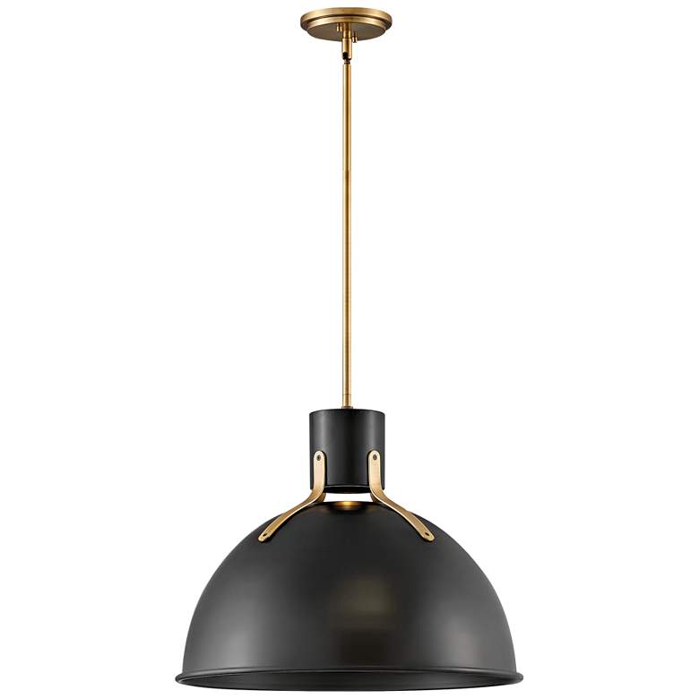 Image 2 Hinkley Argo 20 inch Wide Satin Black and Brass LED Dome Pendant Light