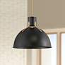 1_Hinkley Argo 20" Wide Satin Black and Brass LED Dome Pendant Light