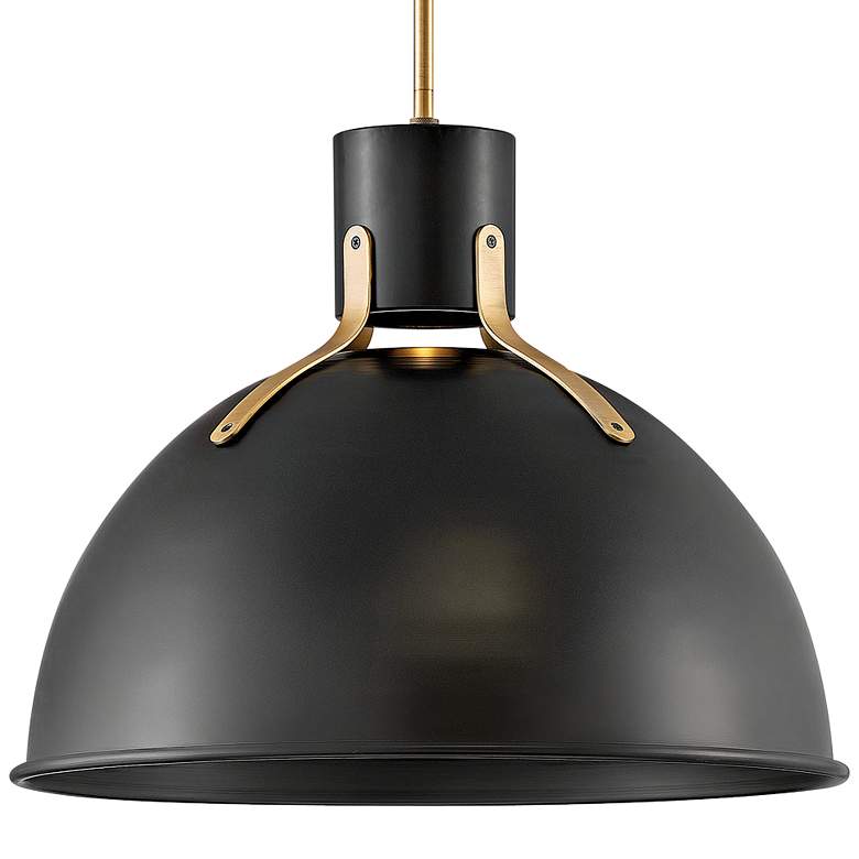 Image 3 Hinkley Argo 20" Wide Satin Black and Brass LED Dome Pendant Light more views