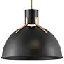 3_Hinkley Argo 20" Wide Satin Black and Brass LED Dome Pendant Light more views