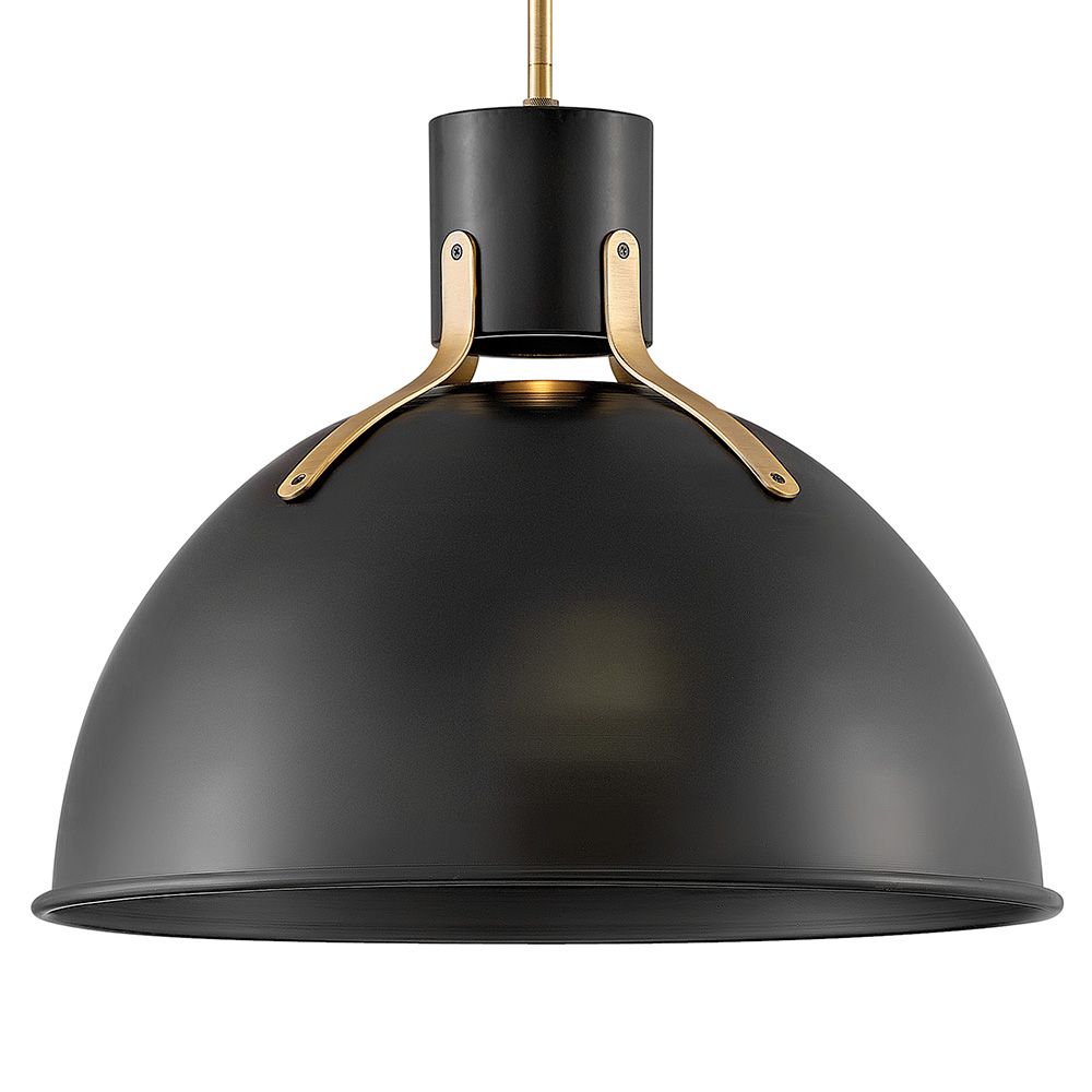 Image 7 Hinkley Argo 20" Wide Satin Black and Brass LED Dome Pendant Light more views