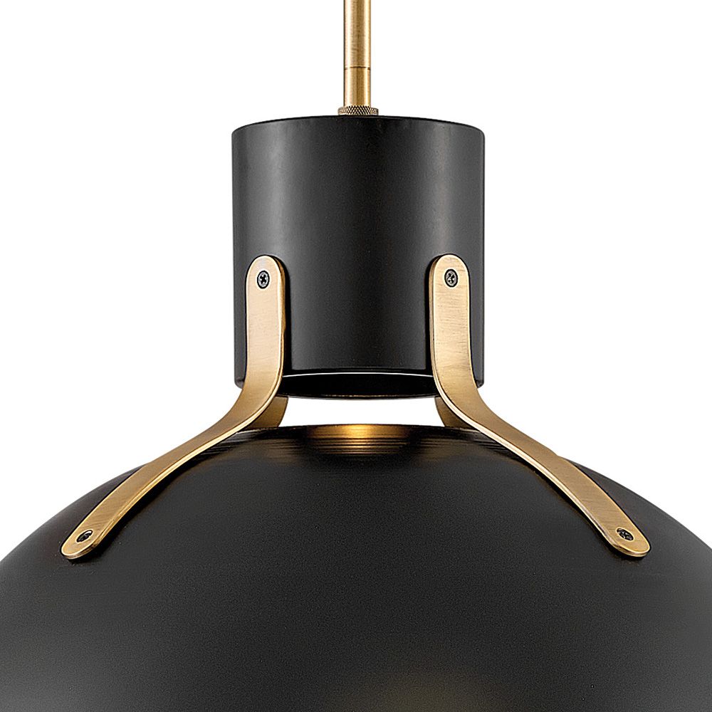 Hinkley Argo 20" Wide Satin Black and Brass LED Dome Pendant Light