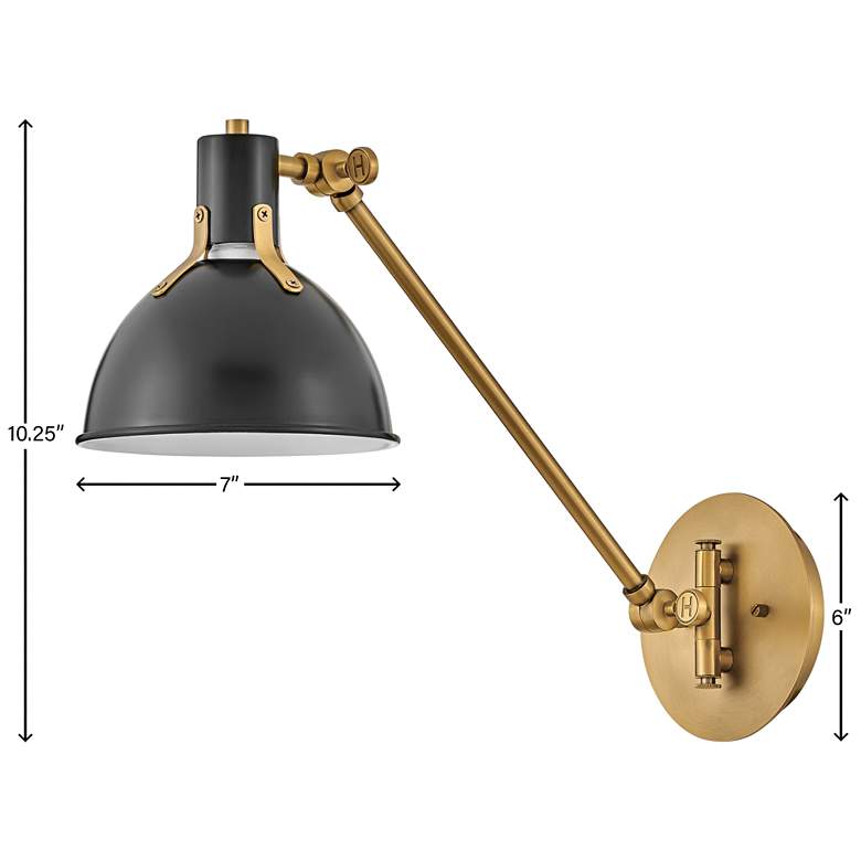 Image 3 Hinkley Argo Lacquered Brass and Black Swing Arm Wall Lamp more views