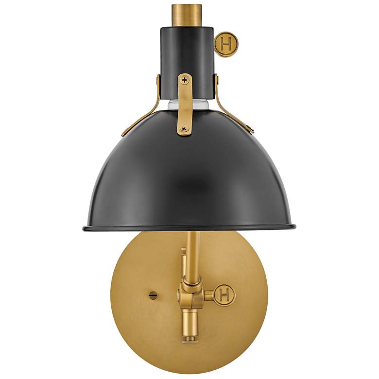 Image 4 Hinkley Argo Lacquered Brass and Black Swing Arm Wall Lamp more views