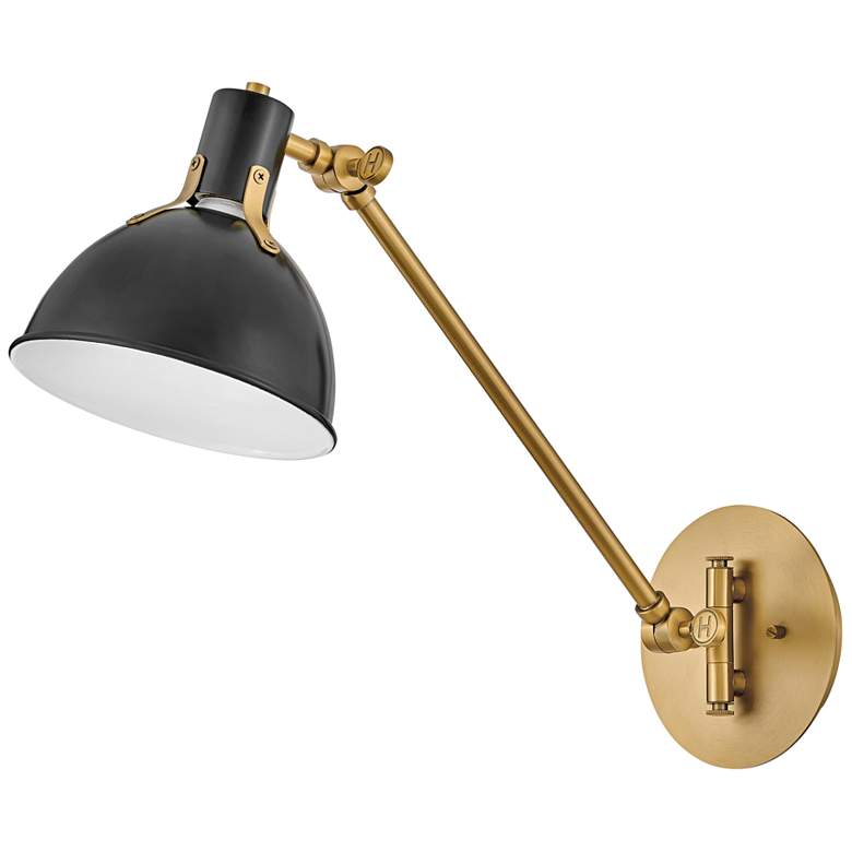 Image 5 Hinkley Argo Lacquered Brass and Black Swing Arm Wall Lamp more views