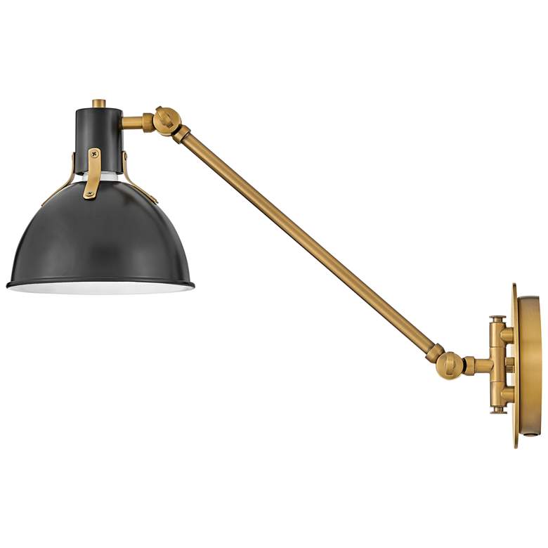 Image 6 Hinkley Argo Lacquered Brass and Black Swing Arm Wall Lamp more views