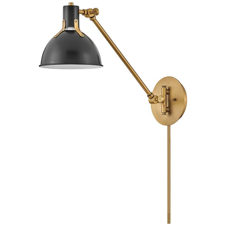 Image 7 Hinkley Argo Lacquered Brass and Black Swing Arm Wall Lamp more views