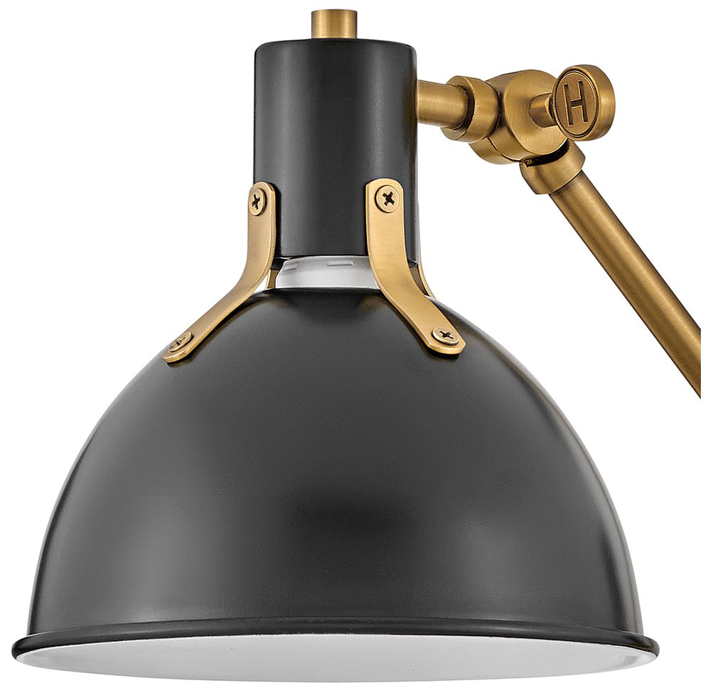 Hinkley Argo Lacquered Brass and Black Swing Arm Wall Lamp