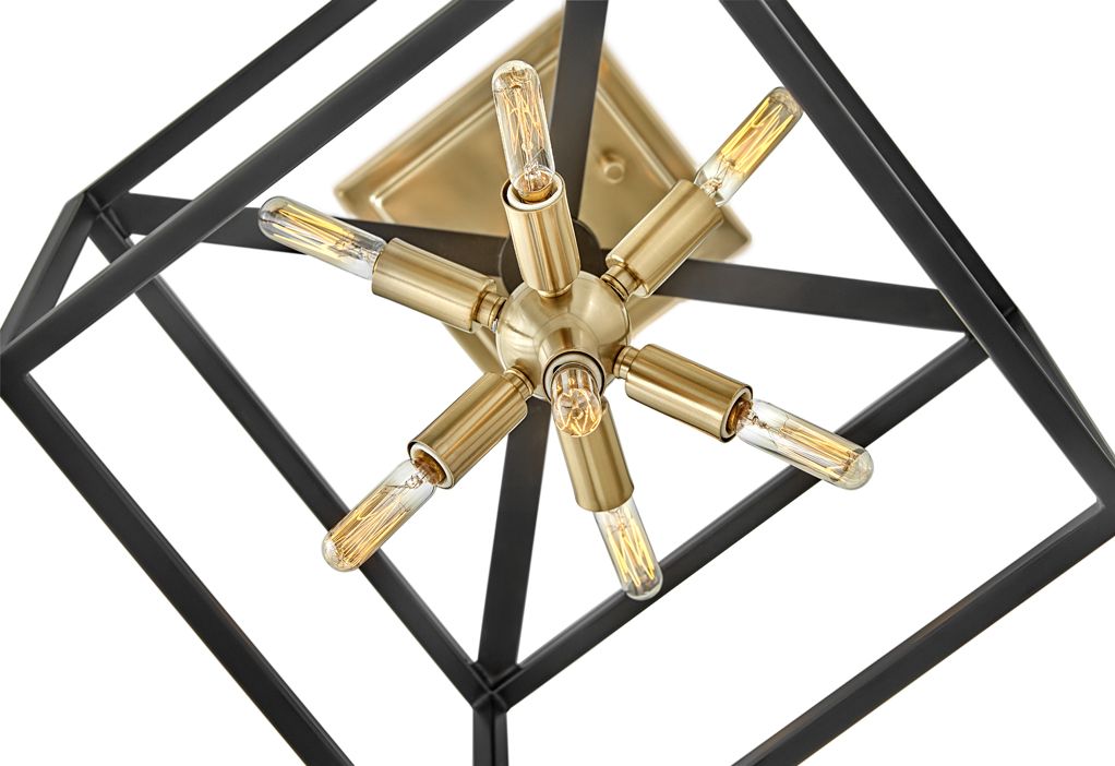 Image 4 Hinkley Aros Small Convertible Pendant Black with Warm Brass accents more views