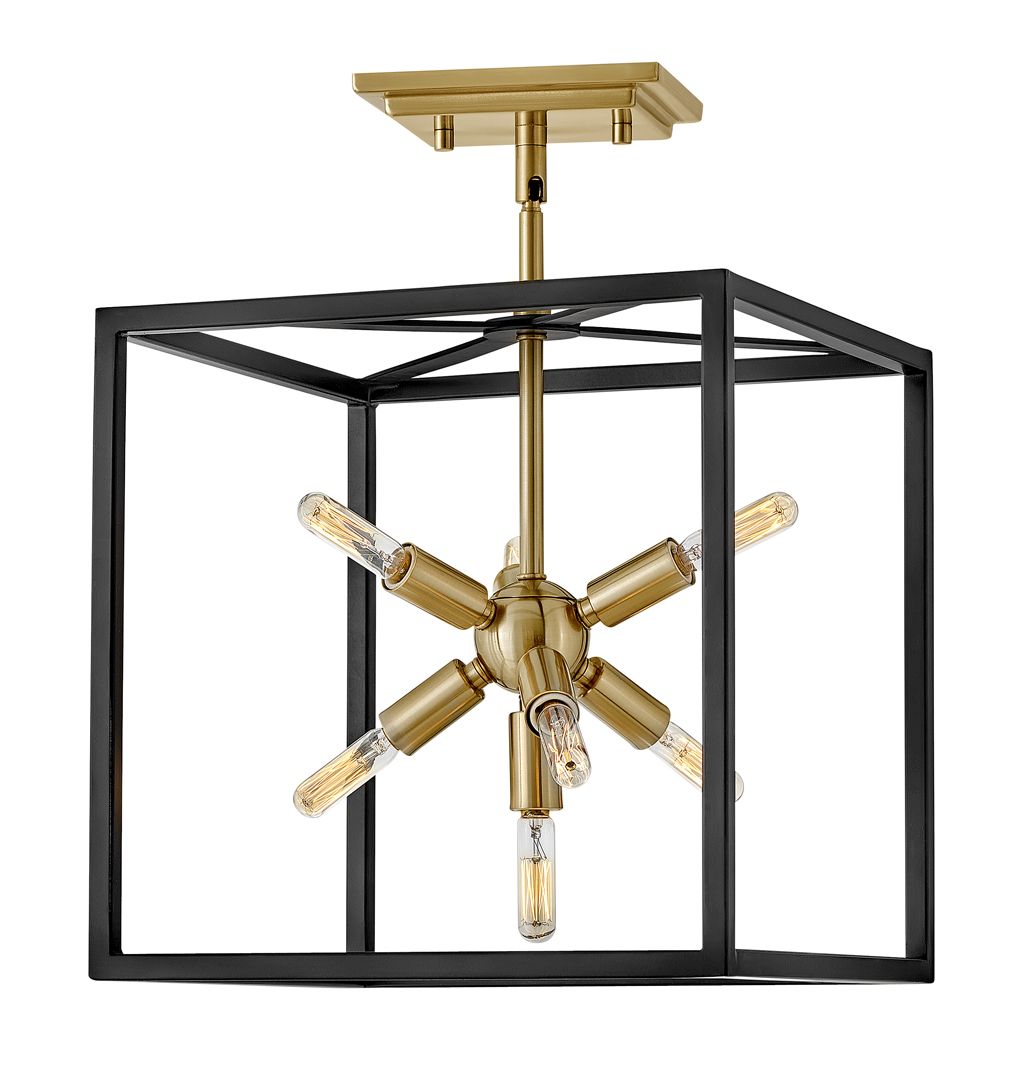 Image 5 Hinkley Aros Small Convertible Pendant Black with Warm Brass accents more views