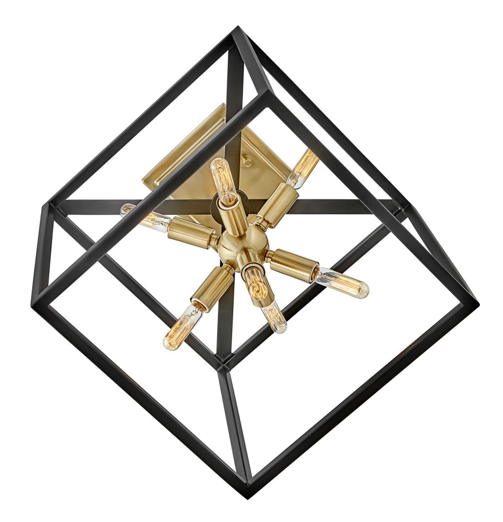 Image 6 Hinkley Aros Small Convertible Pendant Black with Warm Brass accents more views