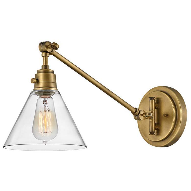 Image 1 Hinkley Arti 10.25" High Brass and Clear Glass Wall Light