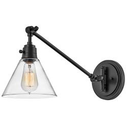 Hinkley Arti 10 1/4" High Black and Clear Glass Industrial Wall Sconce
