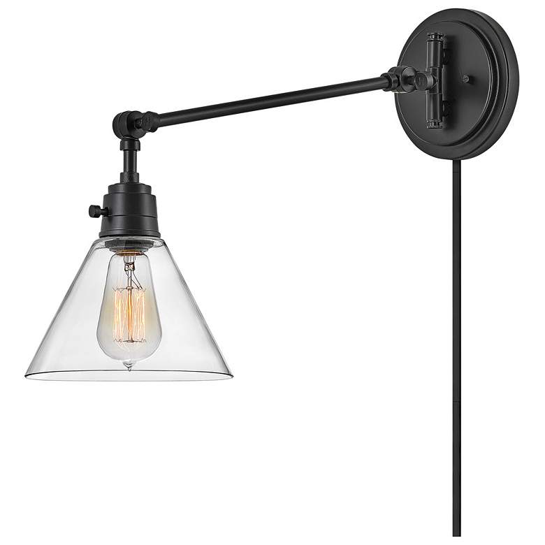 Image 3 Hinkley Arti 10 1/4" High Black and Clear Glass Industrial Wall Sconce more views