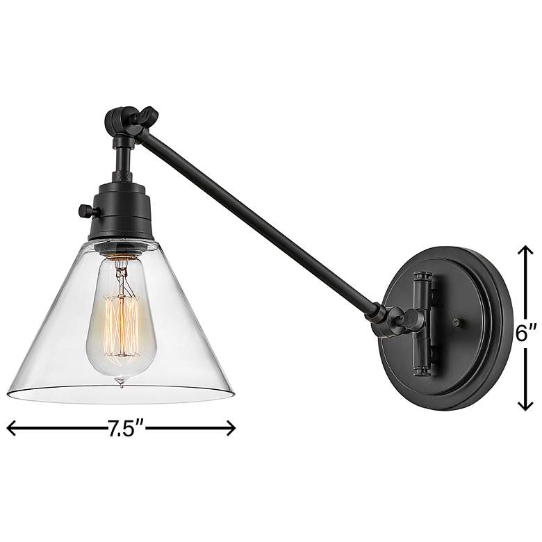 Image 7 Hinkley Arti 10 1/4" High Black and Clear Glass Industrial Wall Sconce more views