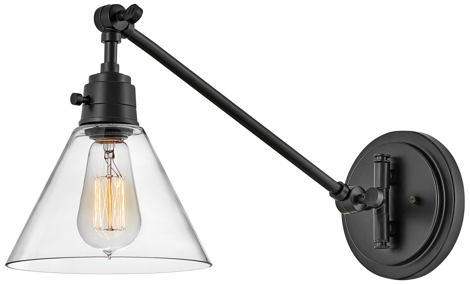 Hinkley Arti 10 1/4" High Black and Clear Glass Industrial Wall Sconce