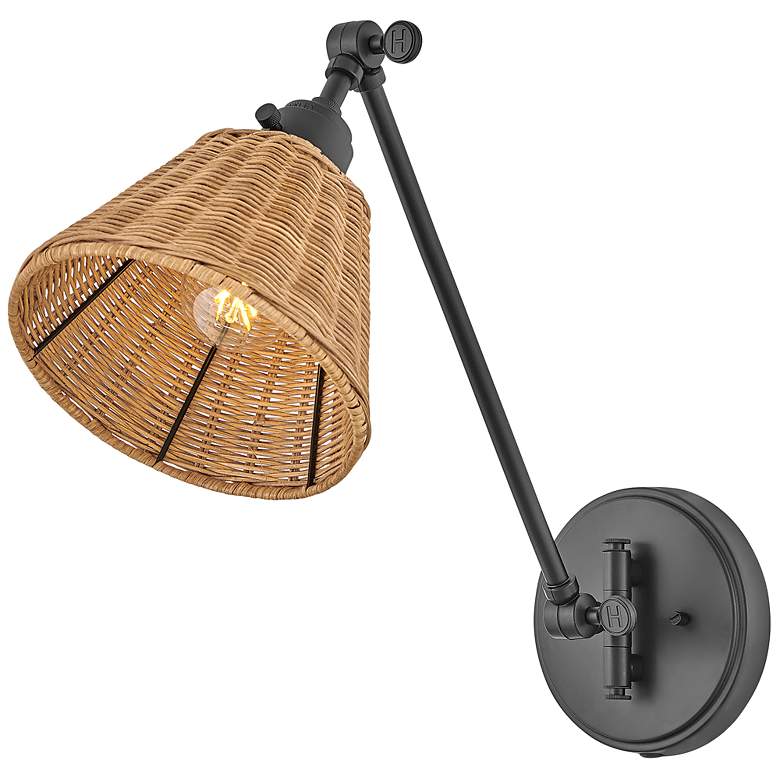 Image 3 Hinkley Arti 10 1/4"H Natural Rattan Swing Arm Wall Sconce more views