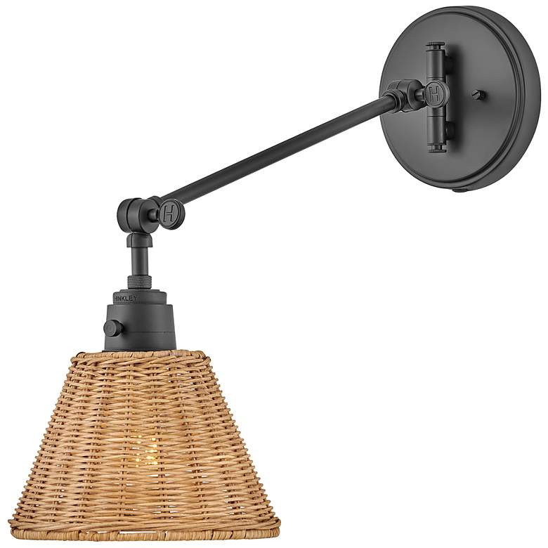 Image 4 Hinkley Arti 10 1/4"H Natural Rattan Swing Arm Wall Sconce more views
